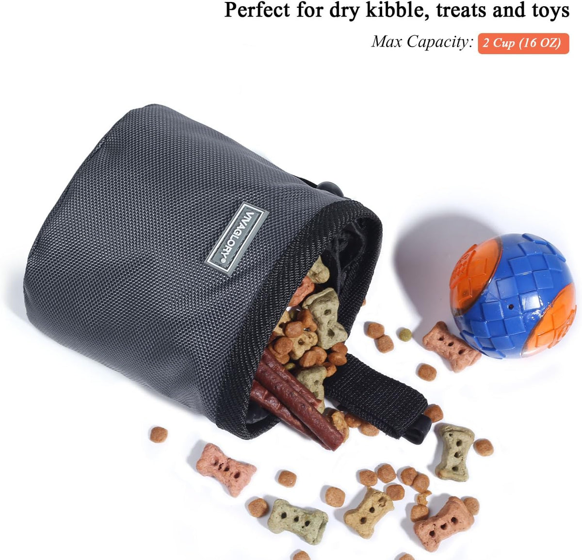 VIVAGLORY Dog Treat Bags, Puppy Pet Dog Training Treats Pouch Hands-Free 2 Ways to Wear with Adjustable Waistband and Built-in Dog Waste Bag Dispenser, Grey - PuriLite