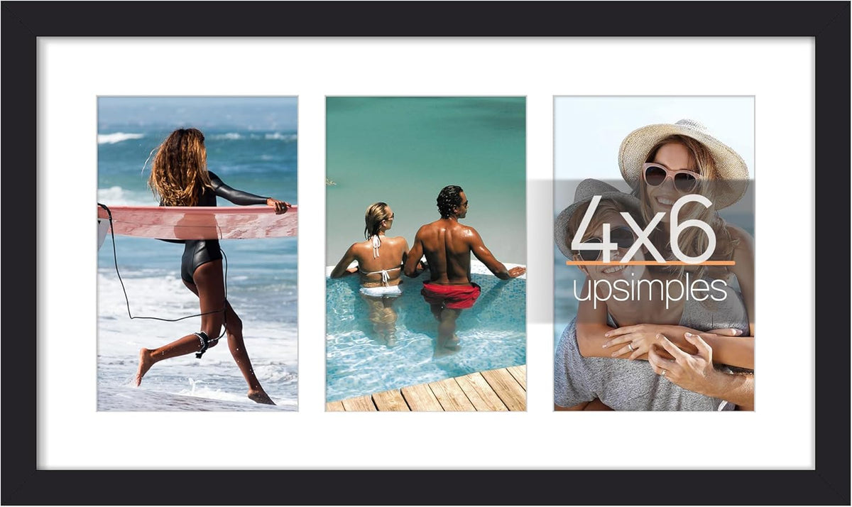 upsimples 11x14 Picture Frame, Display Pictures 8x10 with Mat or 11x14 Without Mat, Wall Hanging Photo Frames, Black - PuriLite