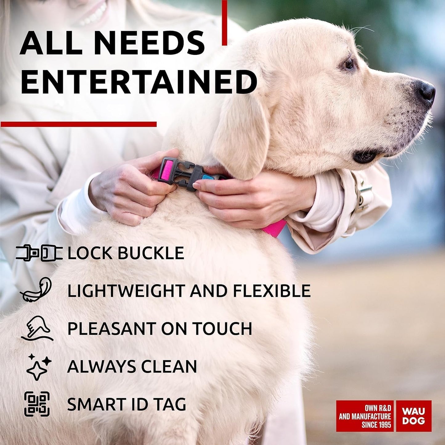 Waterproof Dog Collar - Adjustable Glow Dog Collar for Large Dogs, Small and Medium Dogs - Heavy Duty Dog Collars with Durable Metal Clasp and QR Dog Tag - Glow in The Dark Dog Collars - PuriLite