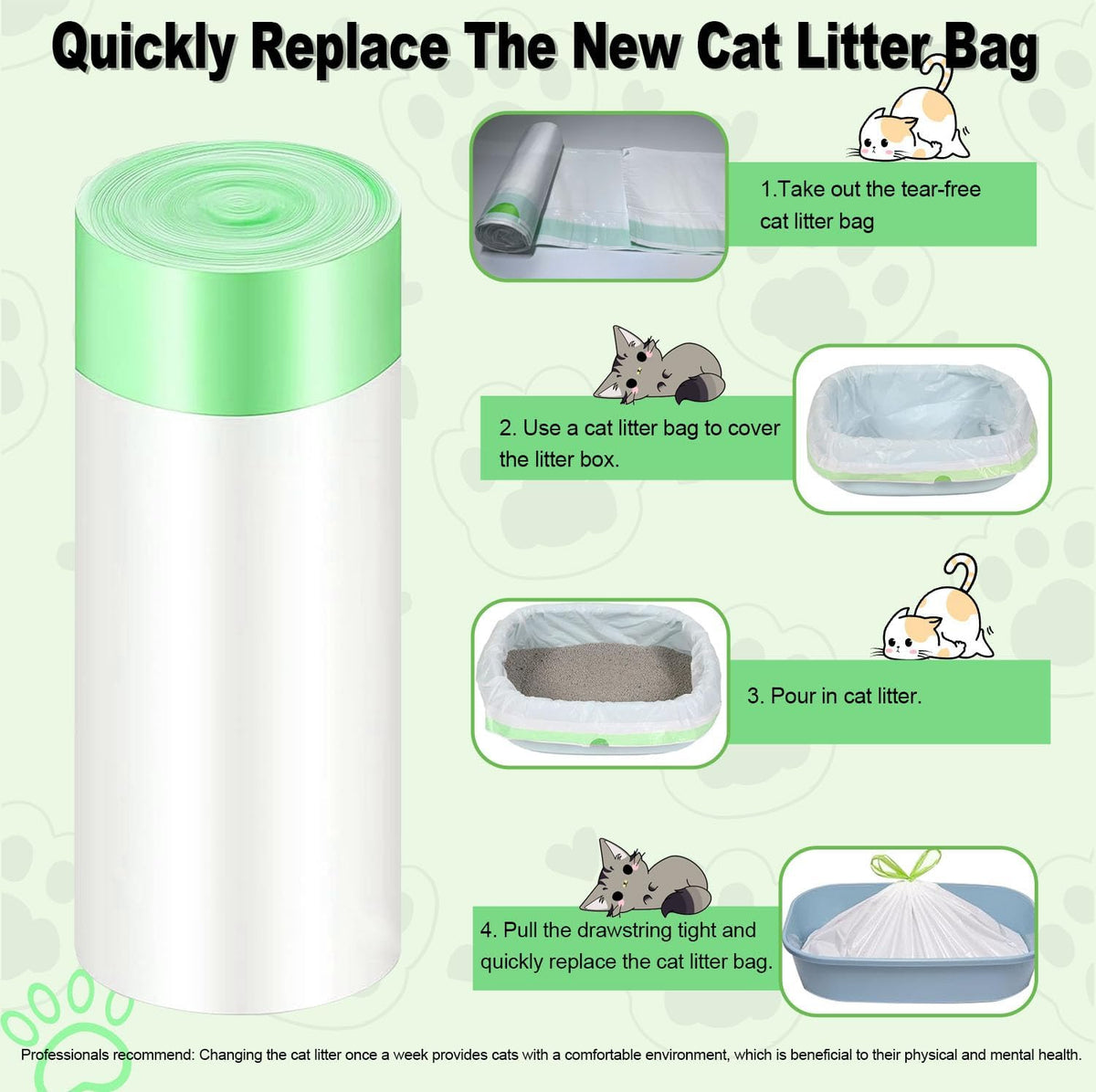 Rastalola Official® 120 Pack Cat Litter Bags with Drawstring, Compatible with Litter Robot 3 & 4, 10-12 Gallons (Sold by Ameroliy-US Store) - PuriLite