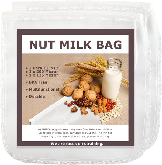 Purilite Select 100% Cotton Nut Milk & Cheesecloth Bags (2 Pack) - PuriLite
