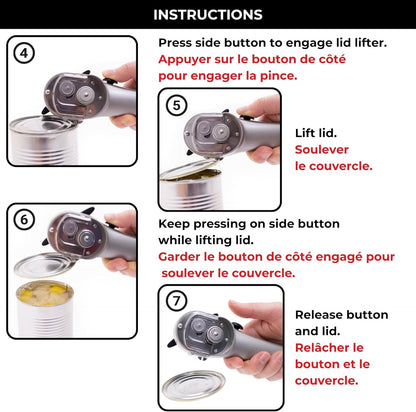 Starfrit Securimax Auto Can Opener - Patented Safe Edge Technology with Lid Lifter - Leaves No Sharp Edges on Lid & Can - Heavy Duty Non-Slip Knob - PuriLite