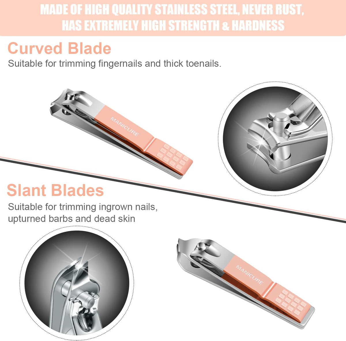 Manicure Set Professional Nail Clippers Pedicure Kit, 16 pcs Stainless Steel Nail Care Tools Grooming Kit with Luxurious Travel Leather Case for Thick Nails Men Women Gift (Black) - PuriLite