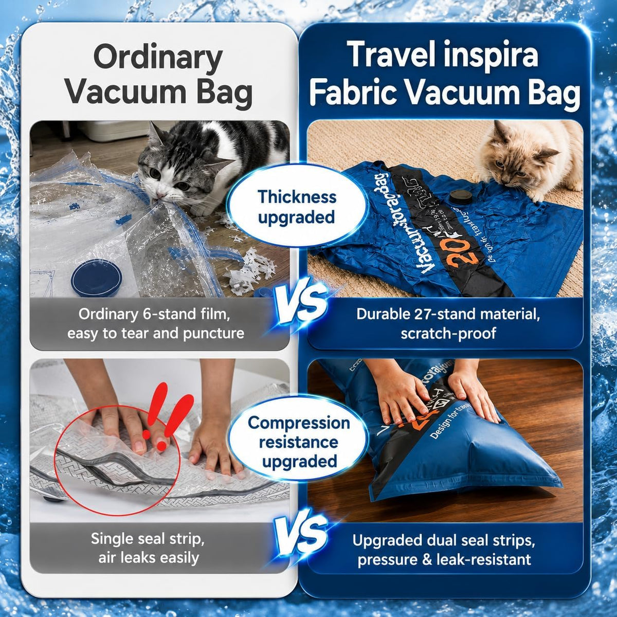 Travel Vacuum Storage Bags with Wireless Pump for 3–7 Day Trips 4S/3M/2L