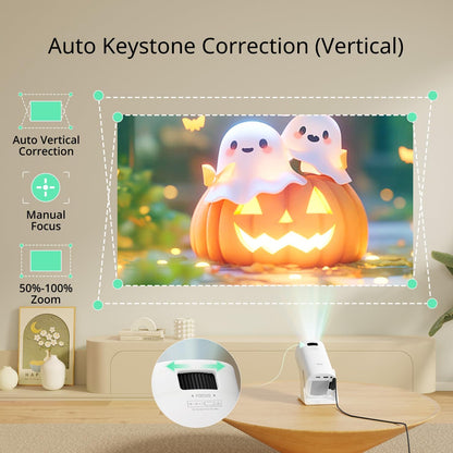 Mini Projector with Bluetooth and 50% Zoom, YOTON Y4 Auto Keystone 270° Rotation Portable Movie Projecteur 1080P Support, Compatible with Android/iOS/HDMI/PS5 - PuriLite