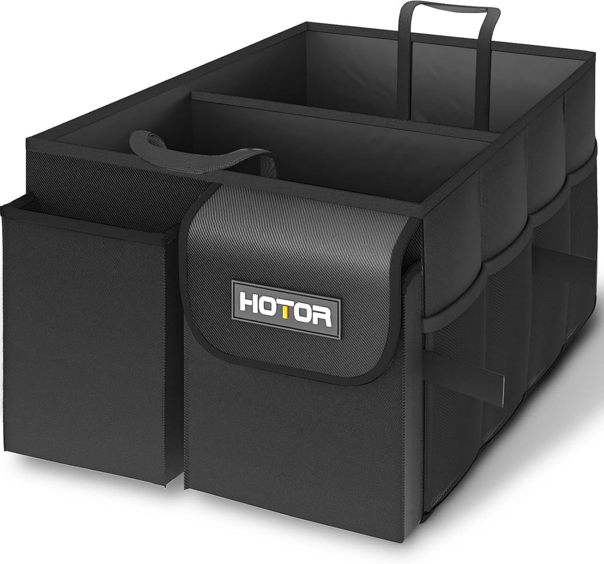 HOTOR Trunk Organizer - Car Organizer, Foldable Trunk organizer for SUVs & Sedans, Car Accessories, Tools, Sundries, 2 Compartments, Black - PuriLite