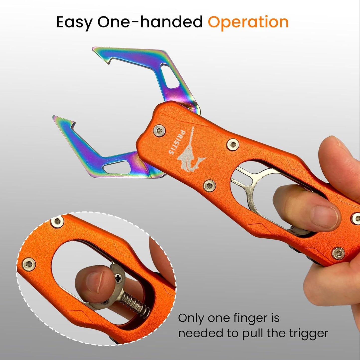Pristis High Strength Fish Gripper, Heavy Duty Stainless Steel Fishing Lip Grabber with Lightweight Aluminum Handle, Hook Remover Holder for Caught Fish, Mouth Grab Grip Tool for Freshwater Saltwater - PuriLite