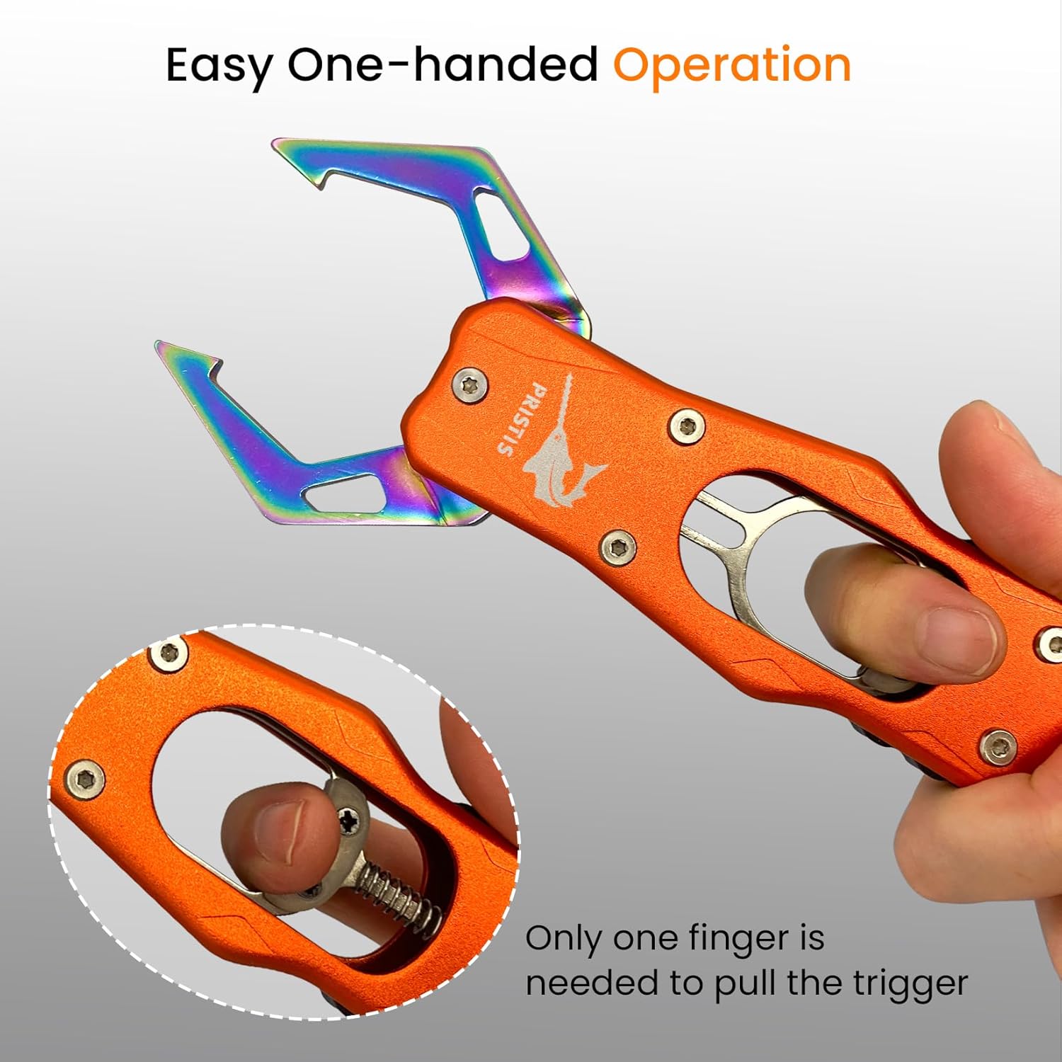 Pristis High Strength Fish Gripper, Heavy Duty Stainless Steel Fishing Lip Grabber with Lightweight Aluminum Handle, Hook Remover Holder for Caught Fish, Mouth Grab Grip Tool for Freshwater Saltwater - PuriLite