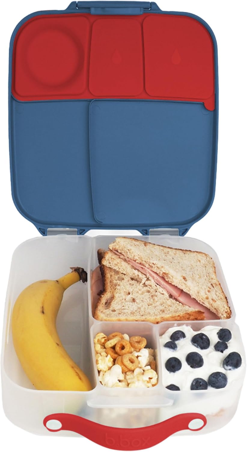 b.box 5-Compartment bento Style Lunch Box for Kids, Toddlers, Childrens, BPA-Free Food Storage Container with Cooler Pack, ON-The-GO Food Box with Handles Included Custom Divider, Lemon Twist - PuriLite