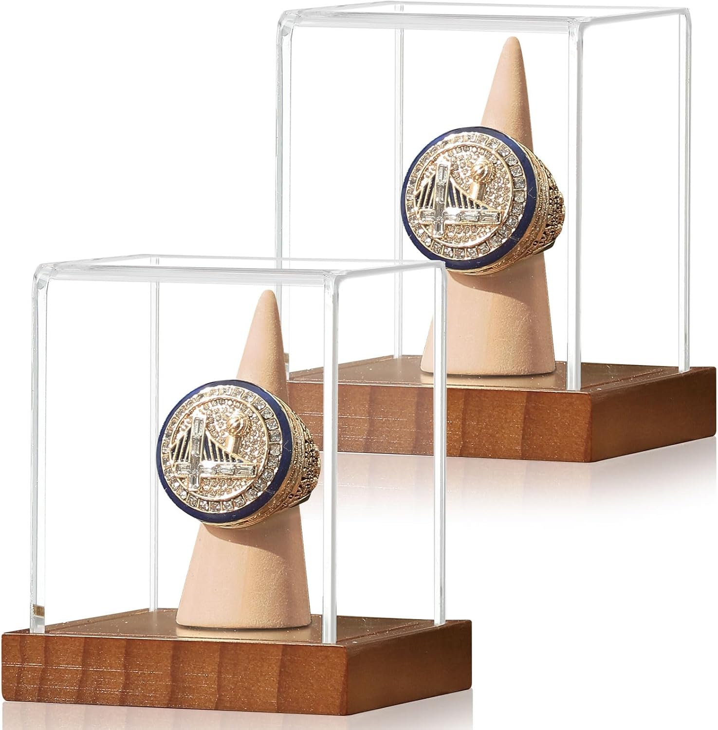 JupDec Baseball Display Case, Clear Cube Baseball Holder with Wooden Base, Autograph Baseball Stand Box for Single Ball, Acacia Wood, Brown, 1 Pack - PuriLite