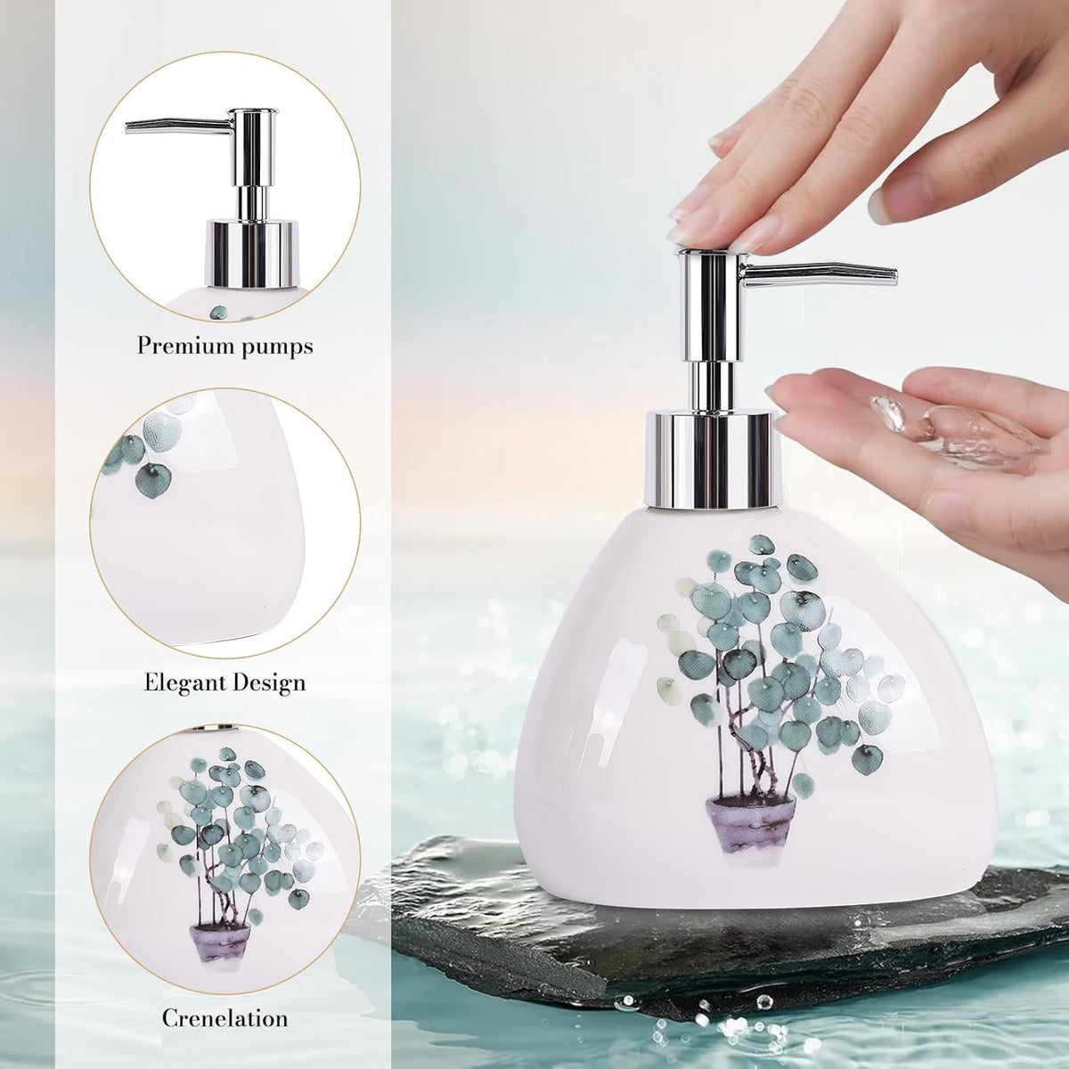 White Bathroom Accessories Set,Modern Countertop Bathroom Decor,Luxury 6 Piece Bathroom Accessory Set,Complete with Soap Dispenser,Toothbrush Holder,Tumbler,Tray - PuriLite