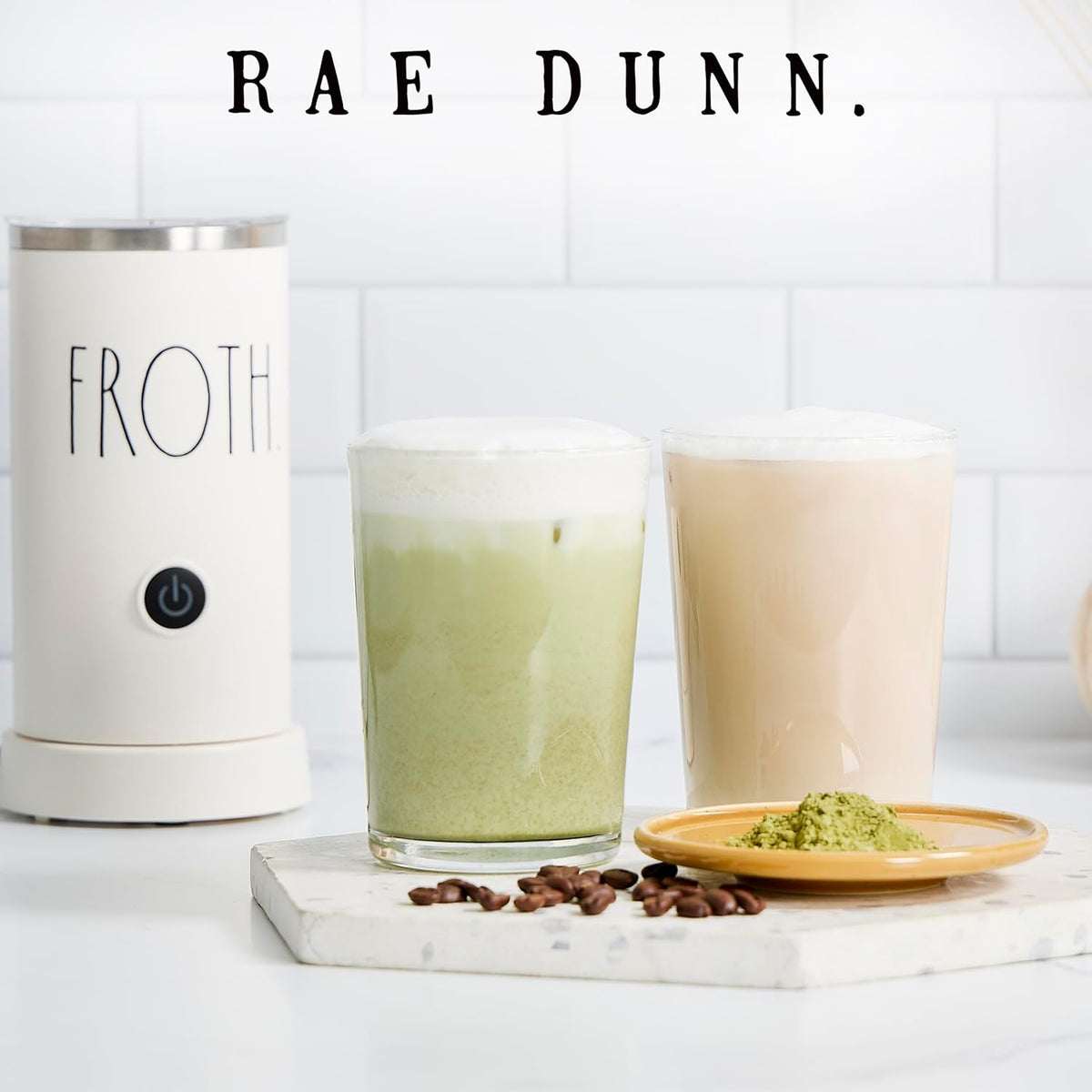 Rae Dunn - Electric Milk Frother - Elegant Automatic Milk Steamer and Frother, Milk Warmer, Hot and Cold Frothing Machine for Coffee, Latte, Cappuccino, Macchiato, - PuriLite