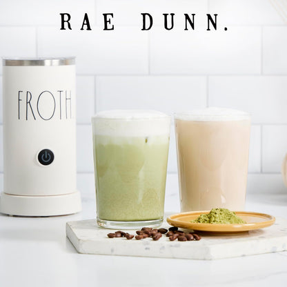 Rae Dunn - Electric Milk Frother - Elegant Automatic Milk Steamer and Frother, Milk Warmer, Hot and Cold Frothing Machine for Coffee, Latte, Cappuccino, Macchiato, - PuriLite