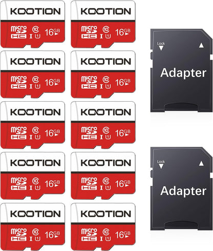 KOOTION 10 Pack 16 GB Micro SD Card Class-10 Micro SDHC Card 16 GB UHS-I High Speed TF Card R Flash C10 U1 Memory Card - PuriLite
