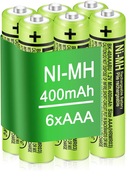 6 Pack BK-40AAABU Ni-MH AAA Rechargeable Battery for Panasonic,1.2v 400mah Rechargeable AAA Batteries Panasonic Cordless Phones, Electronics,Remote Controls - PuriLite