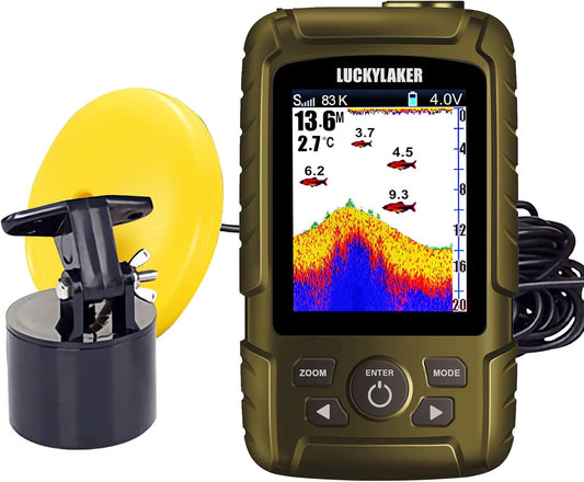 LUCKYLAKER Wired Sensor Fish Finder Boat Waterproof Portable Depth Finder Display Transducer Kayak Fish Finders Sonar Fishing Gear - PuriLite