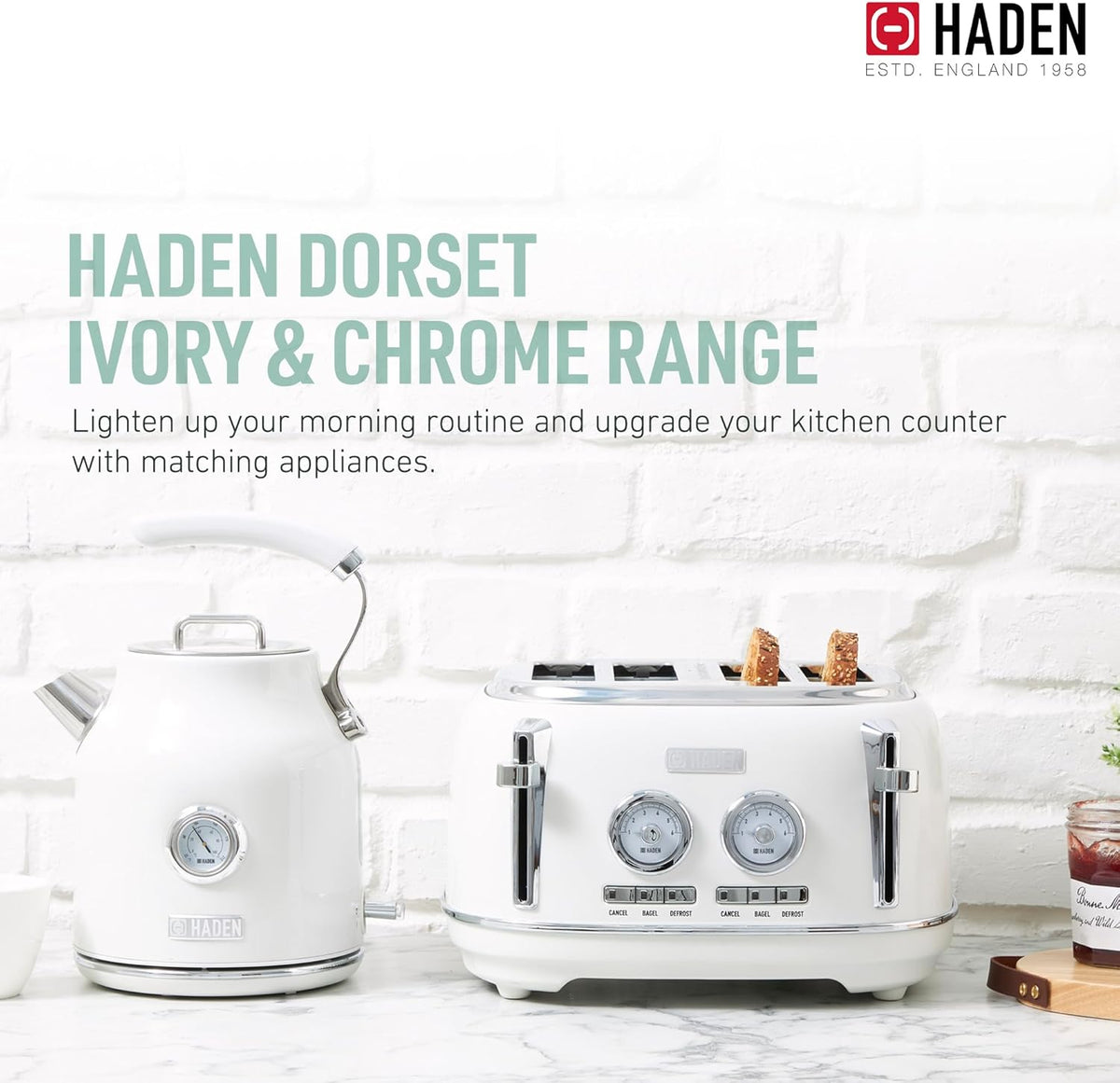 Haden Dorset 75083 Stainless Steel 1500W Retro Toaster 4 Slice Wide Slot w/Removable Crumb Tray and Settings, Black/Copper Toasters w/Adjustable Browning Control, Smart Toaster - PuriLite