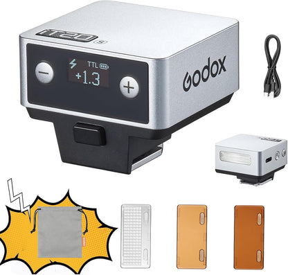 GODOX IT20 S TTL MINI iFlash Camera Flash Light,700+ Flashes & 1.5 s Recycling,6 Stops (1/32 to 1/1 Power),Built in Battery with Magnetic Diffuser & Filter (Black, for Sony) - PuriLite