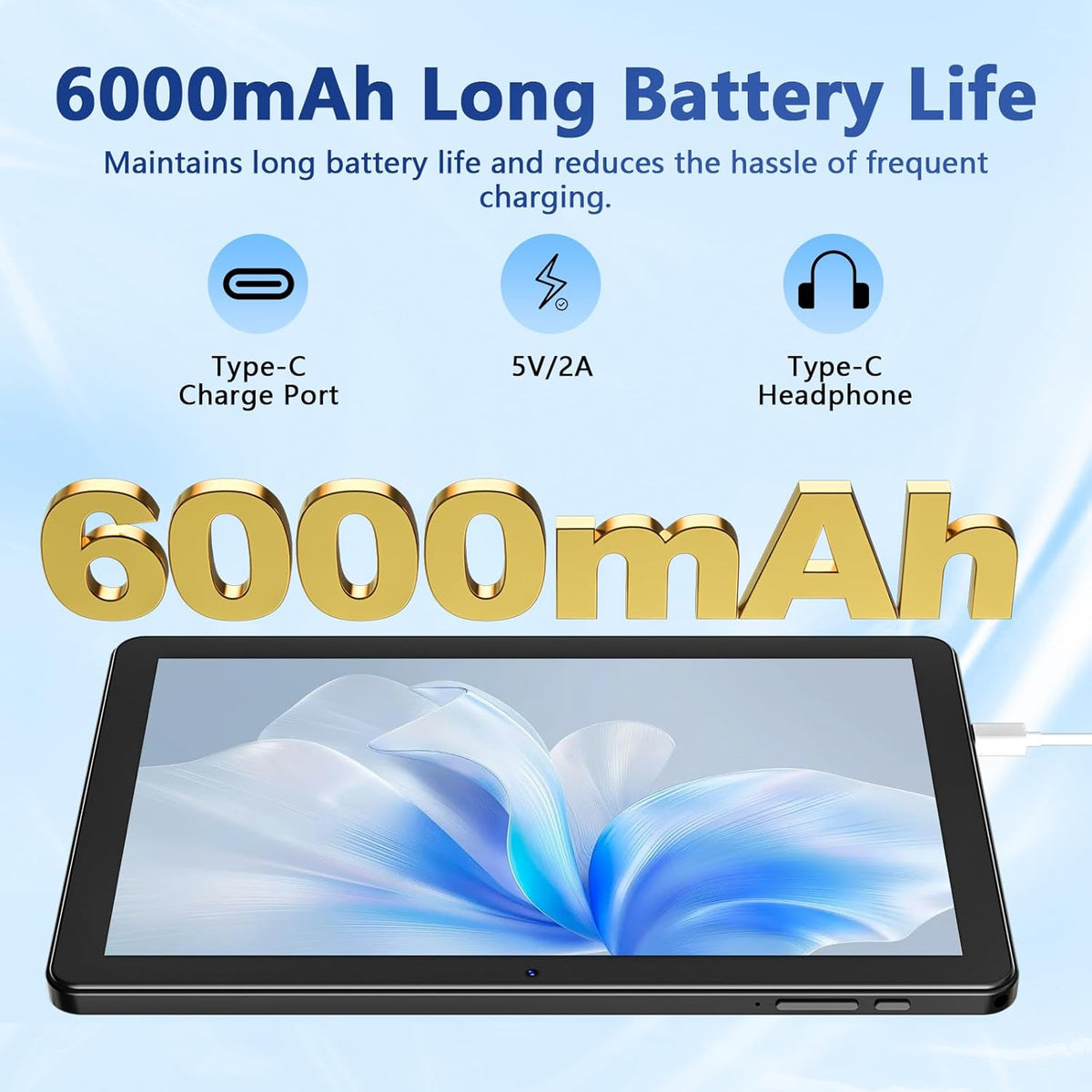 Tablet 10 Inch, 2025 Android 15 Newest Tablets, 18GB+128GB, 1TB Expand, Widevine L1 Compatible Octa-Core Tablet with WiFi 6, 6000mAh Battery, Dual Camera(5MP+8MP) - PuriLite