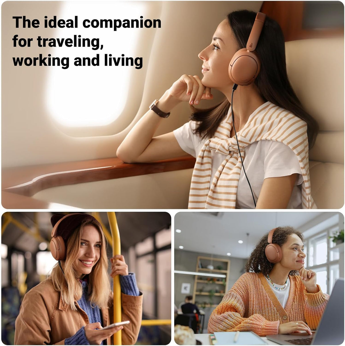Edifier V80 Hybrid Active Noise Cancelling Bluetooth Headphones, Wireless Over Ear Headset with 45H Playtime, Wired Hi-Res Audio Fast Charging Multipoint Connection for Home Travel Office - Navy Blue - PuriLite