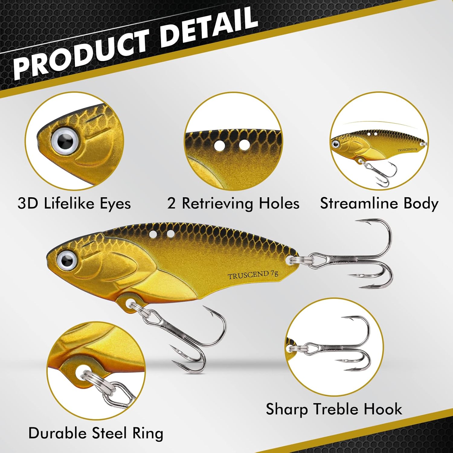 TRUSCEND Fishing Spinners with Unique Double Spoons, Nano-Plated Rooster Tail Fishing Lures with Copper Body & Blade, Great Action Blade Bait for Bass Trout Walleye, Freshwater Ice Fishing Jigs - PuriLite