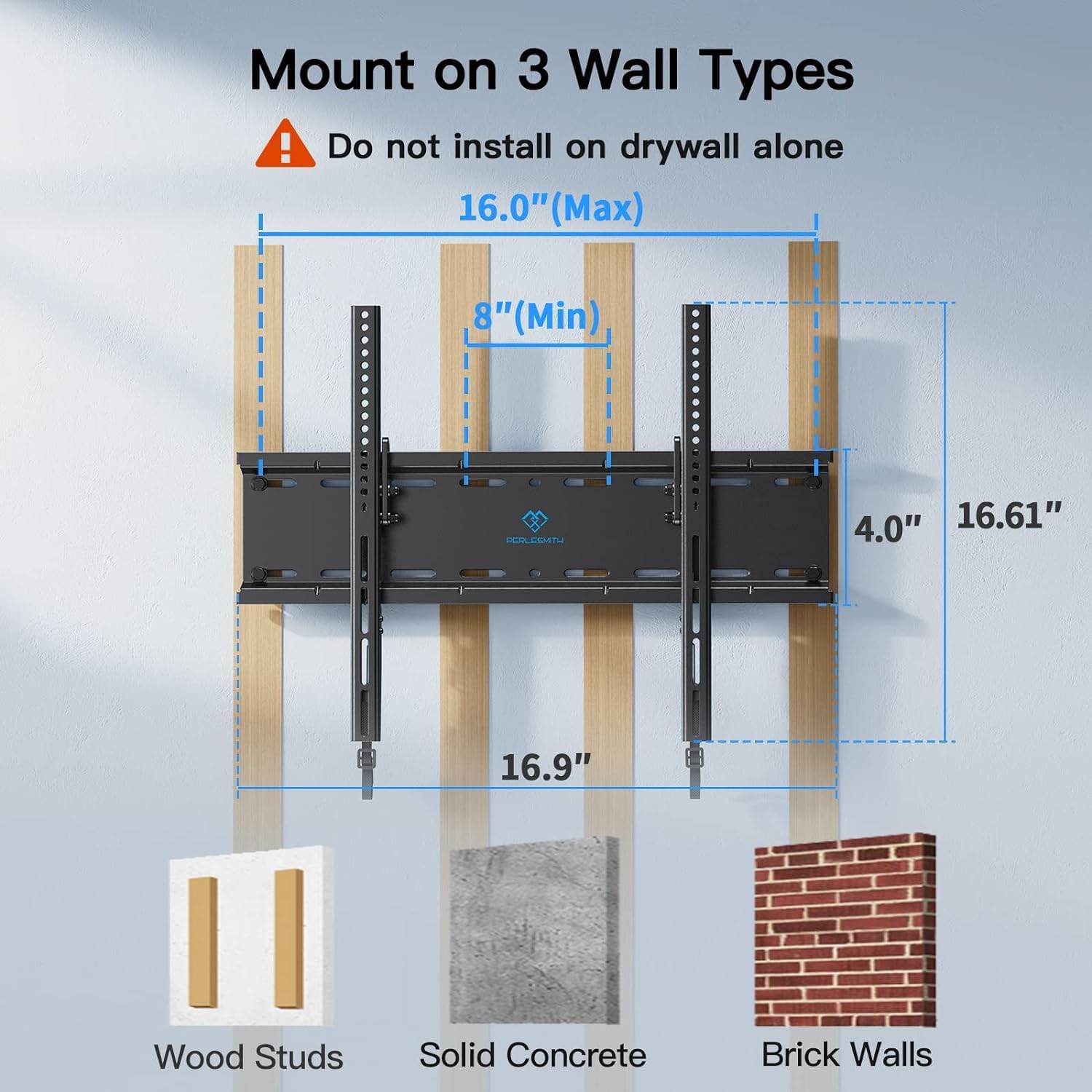 Tilting TV Wall Mount Bracket Low Profile for Most 23-60 Inch LED, LCD, OLED, QLED, 4K Flat Screen TVs up to 115lbs with VESA 400x400mm by PERLESMITH - PuriLite