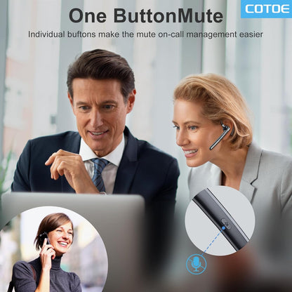 Bluetooth Headset, Bluetooth Earpiece V5.3 with Noise Cancelling Mic, Wireless Headset Hands-Free with High Capacity Battery LED Display Charging Case, Single Ear Headphones for Office/Trucker - PuriLite
