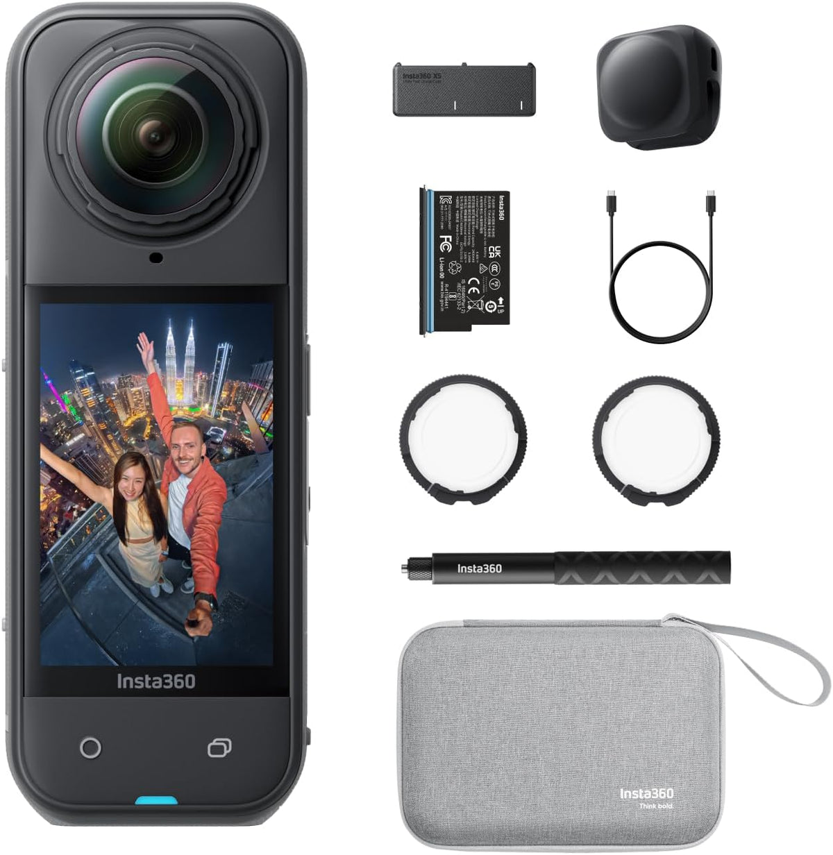 Insta360 X5 Essentials Bundle - Waterproof 8K 360° Action Camera, Leading Low Light, Invisible Selfie Stick Effect, Rugged and Replaceable Lens, 3-Hour Battery, Built-in Wind Guard, Stabilization - PuriLite