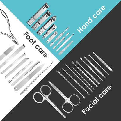WOAMA Manicure Set 30 in 1 Nail Clipper Set Nail Kit for Women Men Stainless Steel Manicure Kit Professional with Travel Case - PuriLite