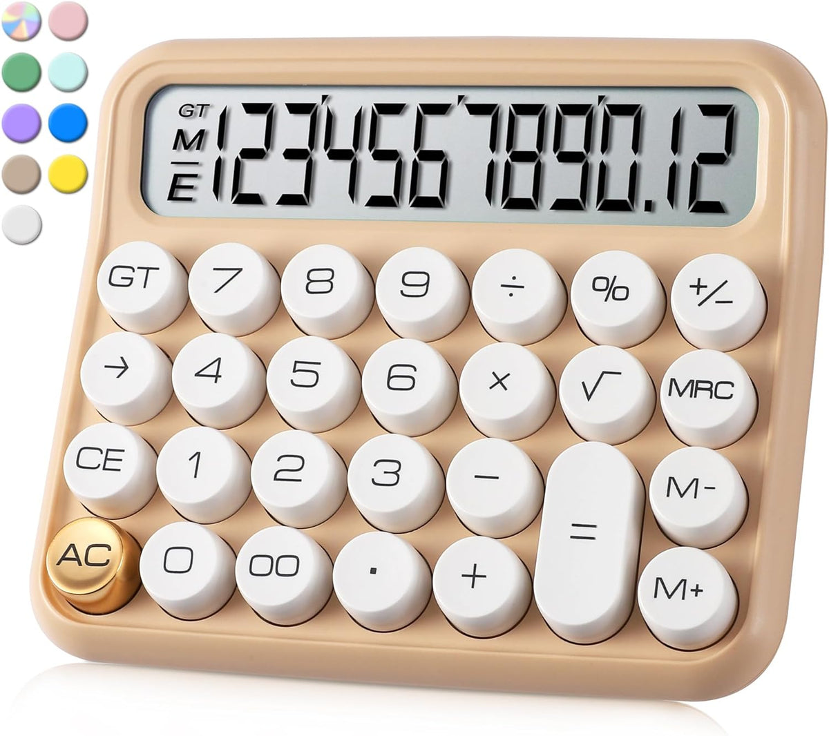 VEWINGL Mechanical Switch Calculator, 12 Digit Large LCD Display and Buttons, Great for Everyday Life and Basic Office Work, with Battery - PuriLite