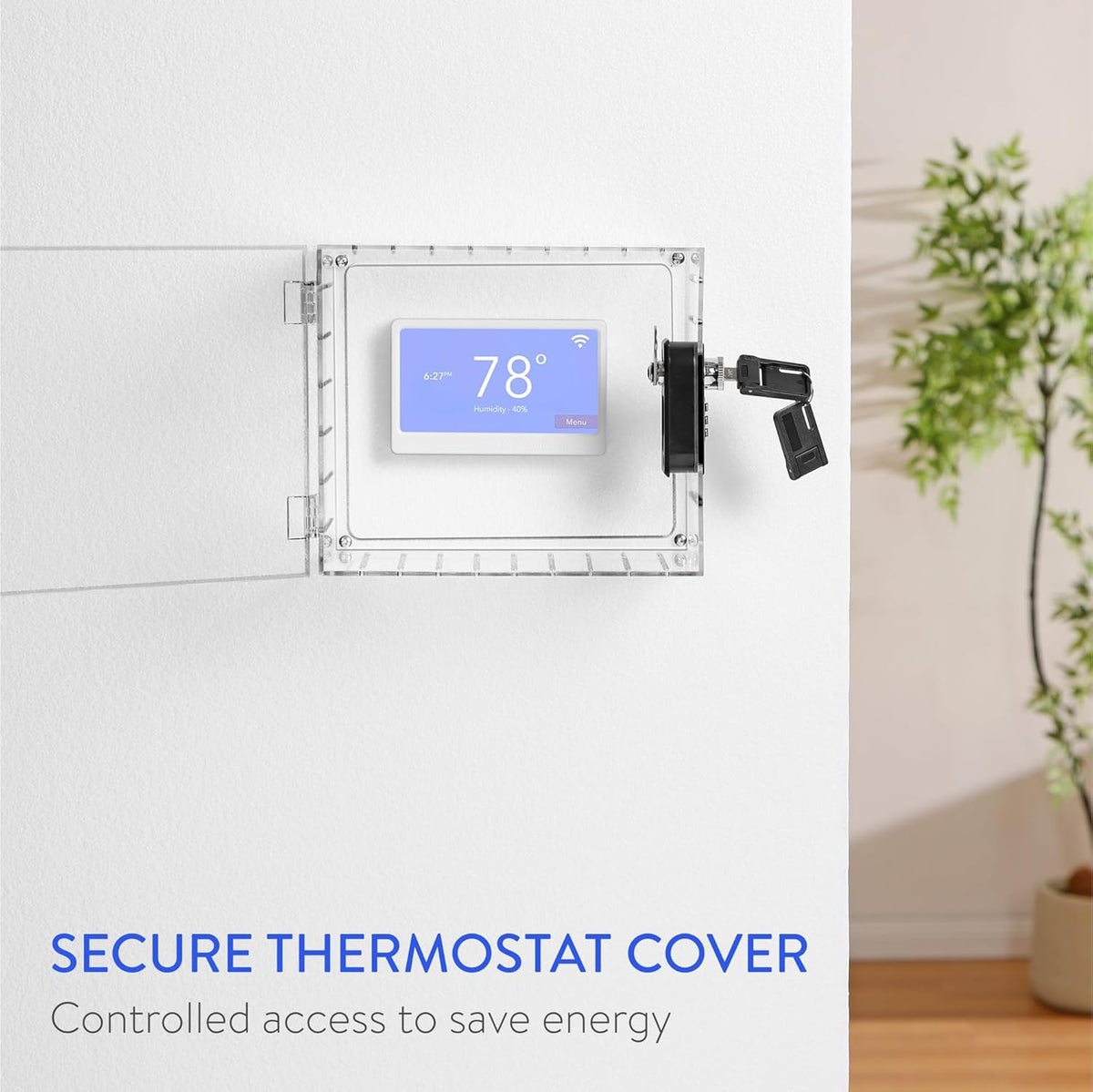 Fortstrong Thermostat Lock Box - Security AC Cover with Dual Combination and Key Locks - Air Conditioner Temperature Control Lockable Boxes - Locking Covers for Thermostats on Wall - PuriLite