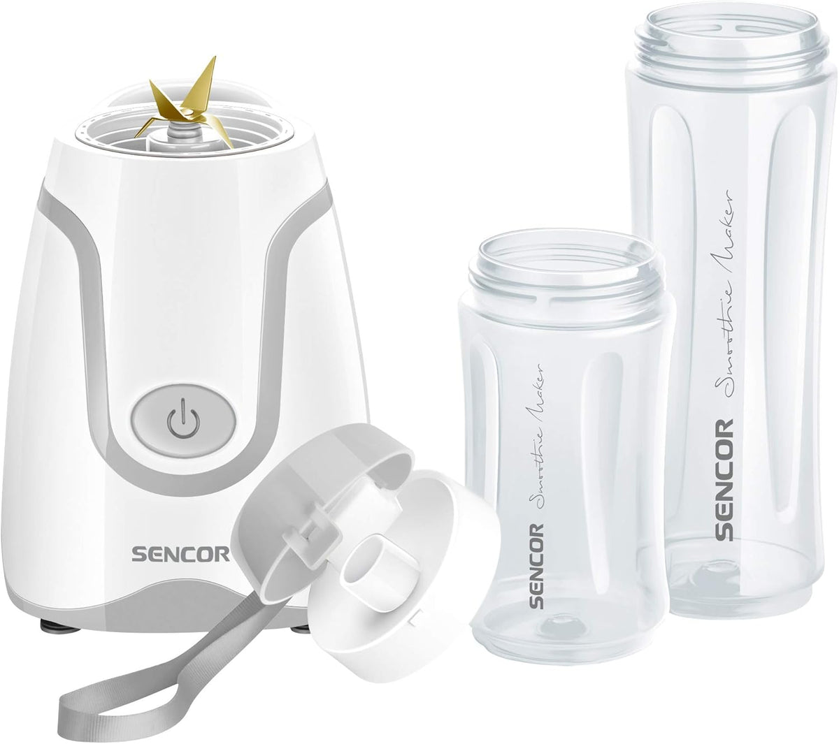 Sencor SBL2200WH 300W Smoothie Blender with 2 Impact Resistant BPA Free Bottles, White - PuriLite