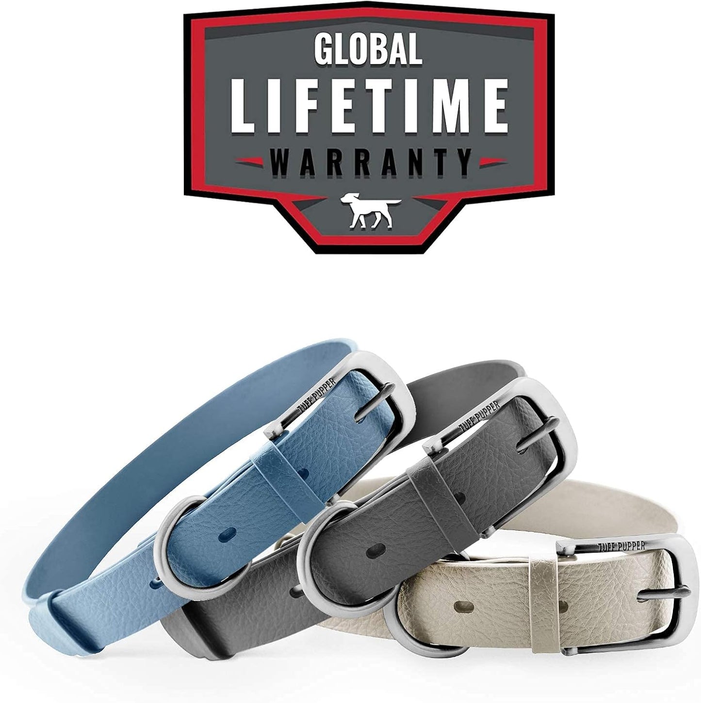 Tuff Pupper Classic Heavy Duty Dog Collar | 10x Stronger Than Leather | 100% Waterproof & Odor Proof Dog Collar | Tough Rust-Proof All Metal Hardware - PuriLite