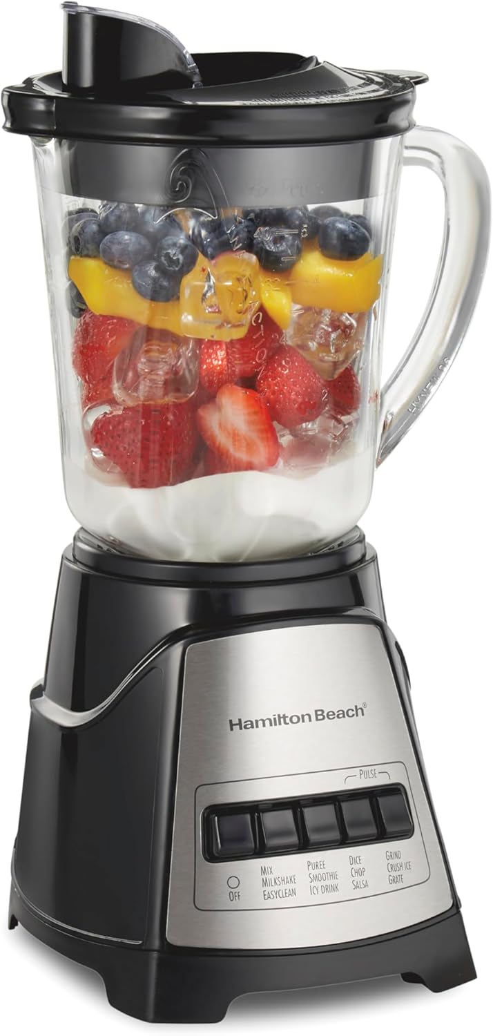 Hamilton Beach Power Elit Blender with 40 oz. Glass Jar, Black, 58148A - PuriLite