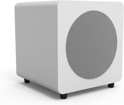 Kanto SUB8VMWW Sealed Powered Subwoofer with Grille | 300W Peak Power | 8" Woofer | Matte White - PuriLite