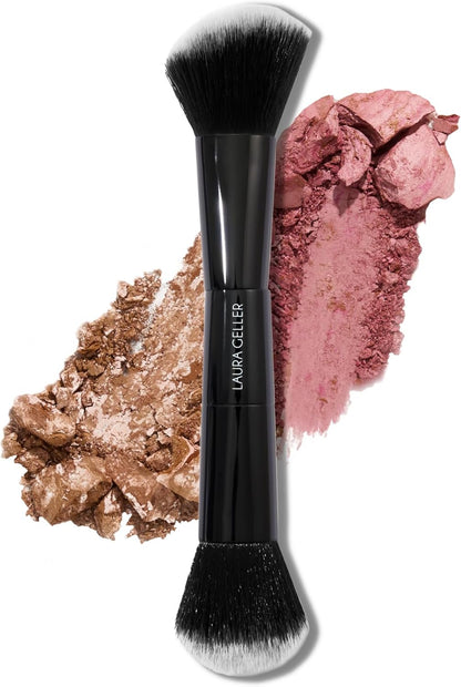 LAURA GELLER NEW YORK Dual-Ended Blush + Bronzer Brush - Blush Bronzer Contour Face Makeup Brush - PuriLite