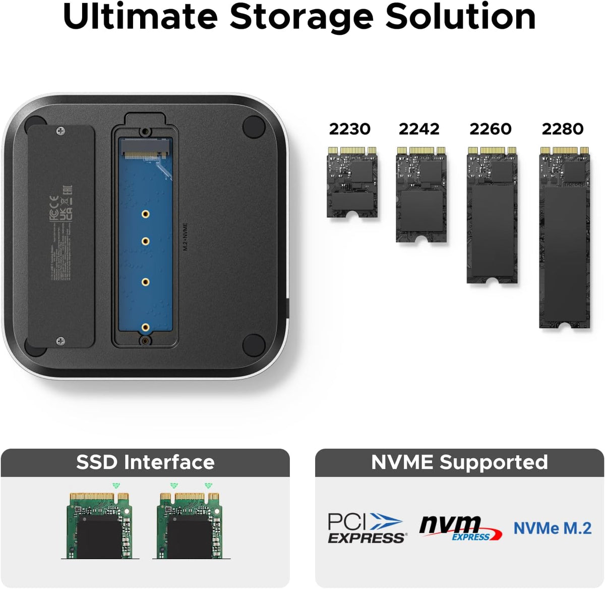 UGREEN Mac mini M4 Dock & Stand with NVMe SSD Enclosure, Docking Station with 3*USB A 3.2, 2*USB A 3.0, 2*USB C 3.2 10Gbps, SD/TF 170MB/s, USB C Hub Compatible with Mac mini M4 Pro - PuriLite