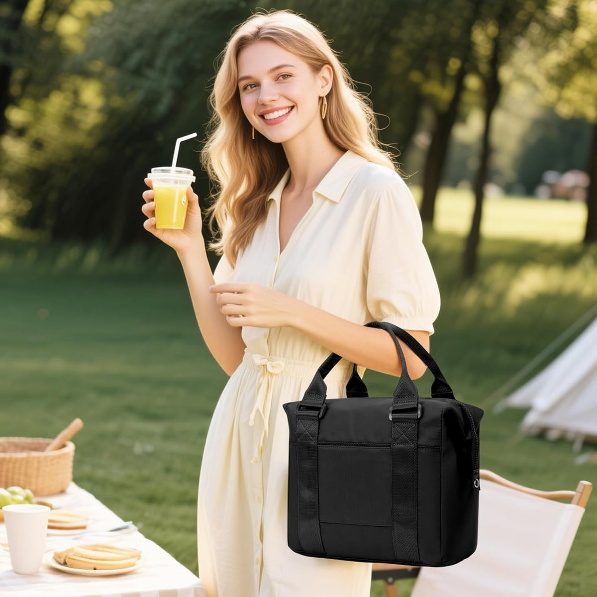 Lunch Bag Insulated Lunch Box Leakproof Lunch Tote Bags for Women Men,Portable Thermal Cooler Bag Lunch Containers with Shoulder Strap for Work, Family, Picnic, School, Outdoor,BBQ C2-Pinkpurple - PuriLite