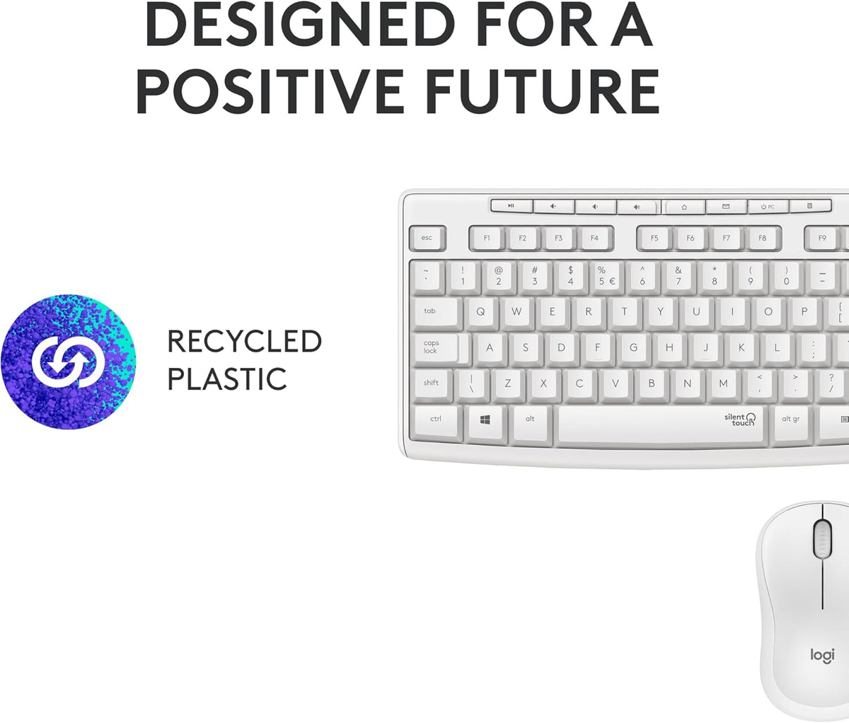 Logitech MK295 Wireless Mouse & Keyboard Combo with SilentTouch Technology, Full Numpad, Advanced Optical Tracking, Lag-Free Wireless, 90% Less Noise - Off - White - PuriLite