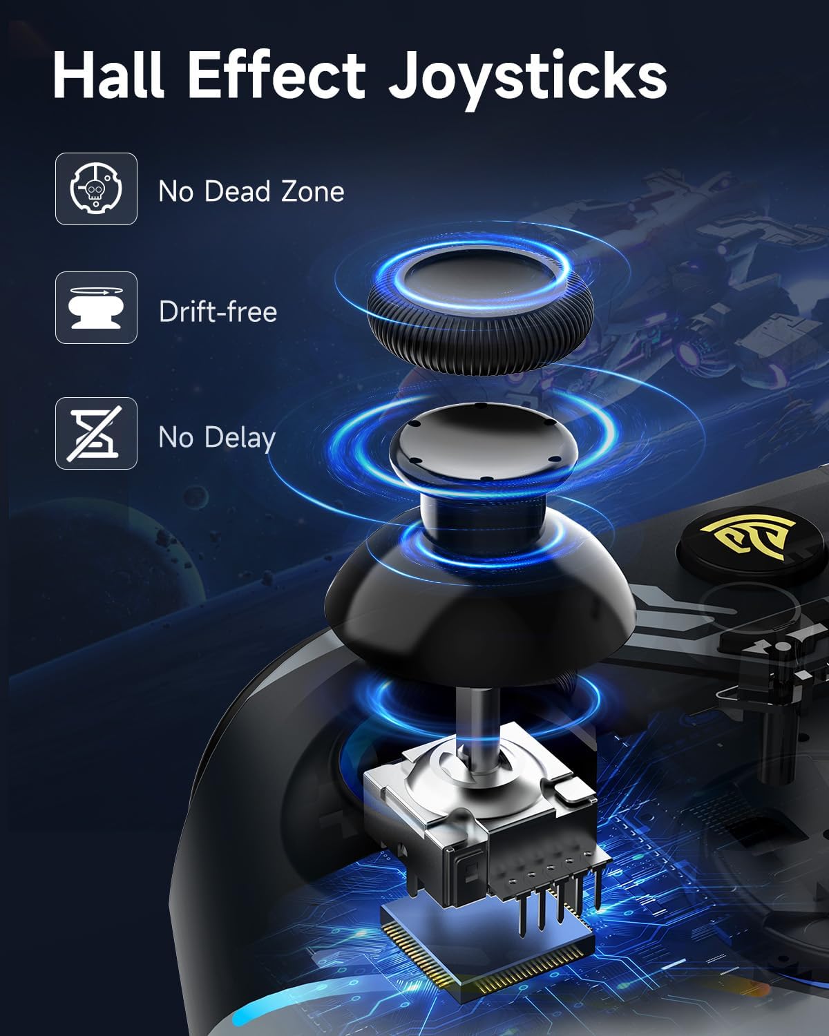 EasySMX X15 PC Controller - Enhanced Wireless Bluetooth Controller with Hall Joysticks/Hall Triggers/RGB Lighting - No Stick Drift, No Dead Zone - Work for Windows PC, Android, Steam and Switch - PuriLite