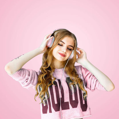 LORELEI X6 Over-Ear Headphones With Microphone, Lightweight Foldable & Portable Stereo Bass With 1.45M No-Tangle Wired for Smartphone Tablet MP3/4 (Black-Gold) - PuriLite