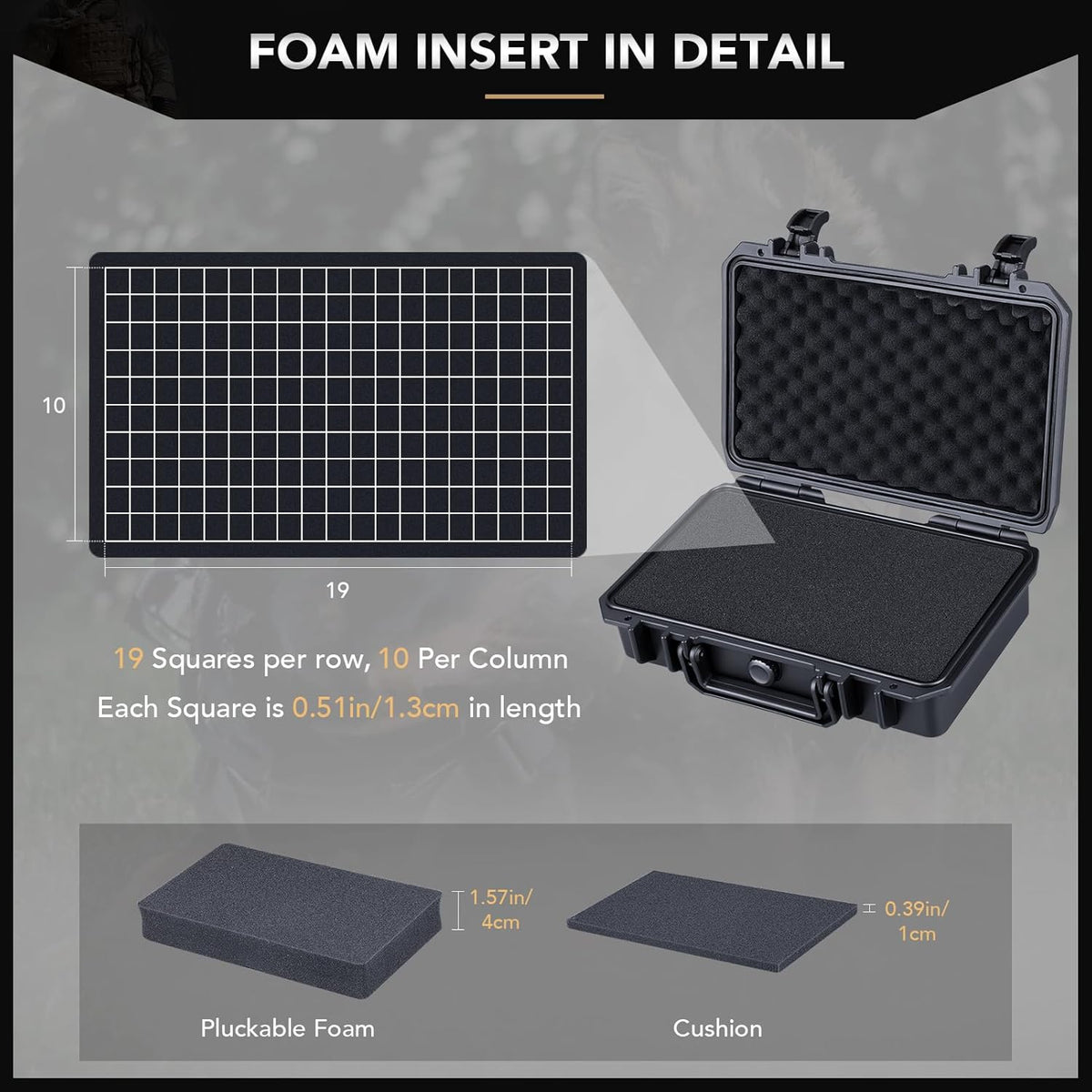 Lykus HC-2710 Portable Waterproof Hard Case with Foam, Camera Case with Customizable Fit Foam,Fit use of Drones,Camera, Equipments, Interior Size 27x16x8 cm - PuriLite