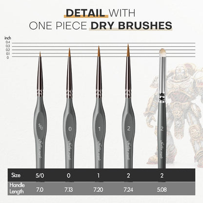 Detail Paint Brushes Set 10pcs Miniature Brushes for Fine Detailing & Art Painting - Acrylic, Watercolor,Oil,Models - PuriLite