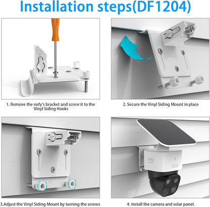 OkeMeeo No-Drill Vinyl Siding Mount for Eufy SoloCam S340, Solocam E30 and 4G LTE Cam S330(White, 1 Pack) - PuriLite