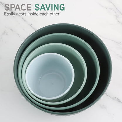 COOK WITH COLOR Prep Bowls with Lids- 8 Piece Nesting Plastic Small Mixing Bowl Set with Lids (Teal Ombre) - PuriLite