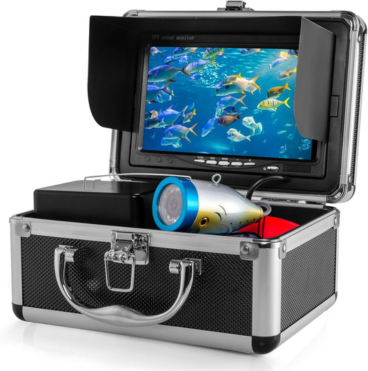CampFENSE Fish Finder - Underwater Fishing Camera, 7 inch Color Screen - Portable Depth Fish Finder for Boats - 1200TVL Waterproof Deeper Accessories - Boat Ice Fishing Kayak Lake Sea - PuriLite