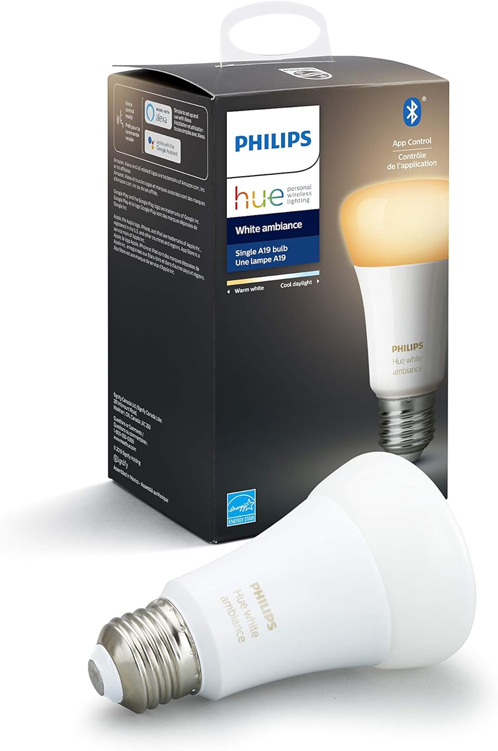 Philips Hue White and Colour Ambiance A19 E26 LED Smart Bulb, Bluetooth & Zigbee Compatible (Hue Hub Optional), Works with Alexa & Google Assistant A Certified for Humans Device (562785),3 Pack - PuriLite