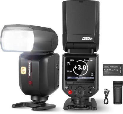 NEEWER Z880-C 2.4G 76Ws TTL Camera Flash Speedlite Compatible with Canon, Upgraded UI, Adjustable Modeling Lamp, TTL/M Quick Switch TCM Key, 1/8000s HSS 7.2V/3000mAh Battery 600 Full Power Flash - PuriLite