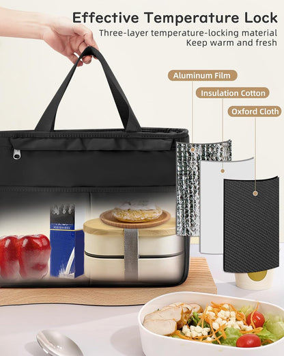 Lunch Bag Insulated Lunch Box Leakproof Lunch Tote Bags for Women Men,Portable Thermal Cooler Bag Lunch Containers with Shoulder Strap for Work, Family, Picnic, School, Outdoor,BBQ C2-Pinkpurple - PuriLite