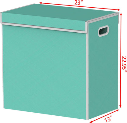 SimpleHouseware Double Laundry Hamper with Lid and Removable Laundry Bags, Beige - PuriLite